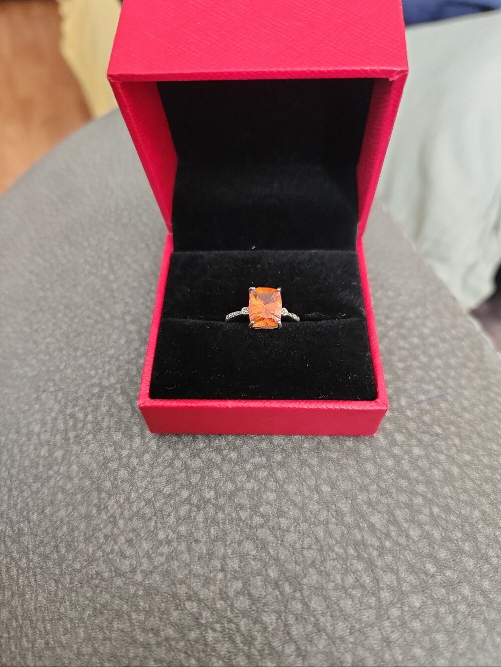 Orange Cushion-Cut Solitaire Ring - Women Jewelry